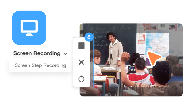 Teacher recording classroom announcement with Visla’s school video blur tool ensuring student privacy